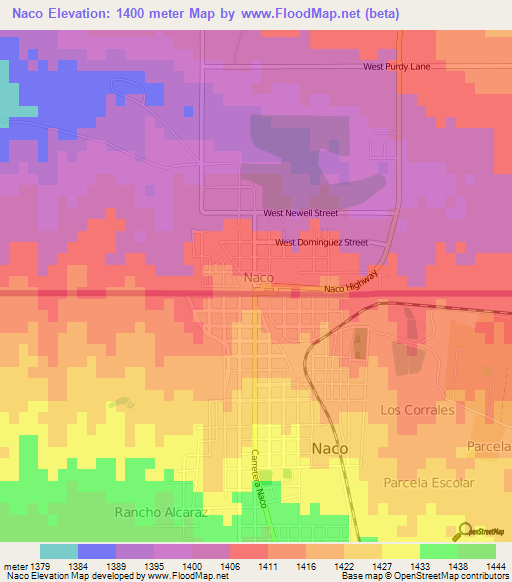 Naco,Mexico Elevation Map