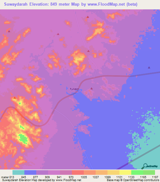 Suwaydarah,Saudi Arabia Elevation Map