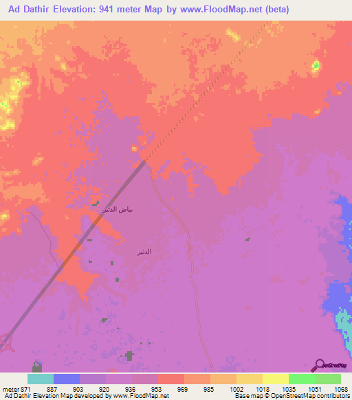 Ad Dathir,Saudi Arabia Elevation Map