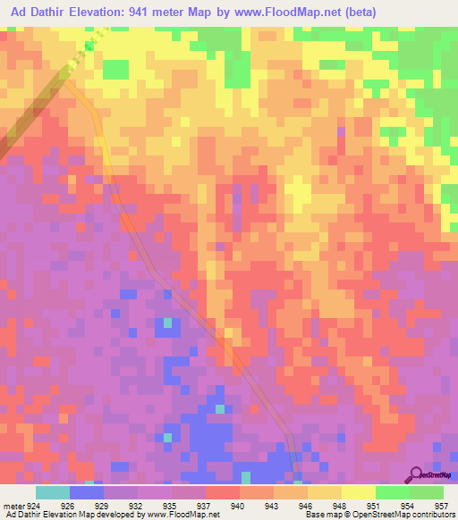 Ad Dathir,Saudi Arabia Elevation Map