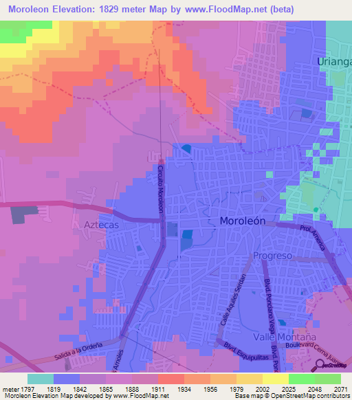 Moroleon,Mexico Elevation Map