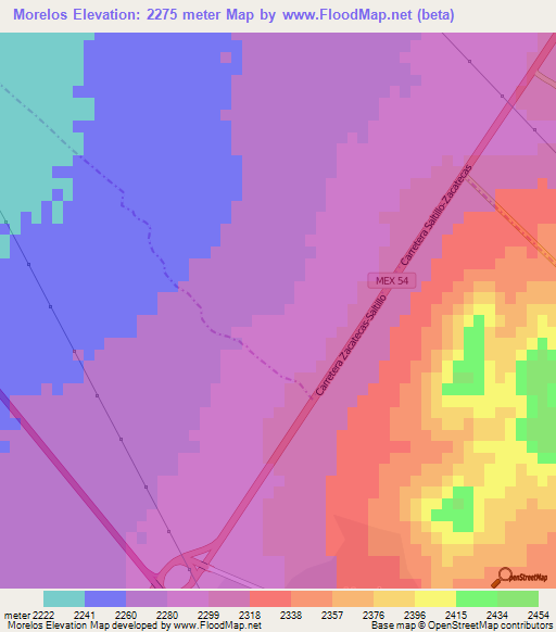 Morelos,Mexico Elevation Map