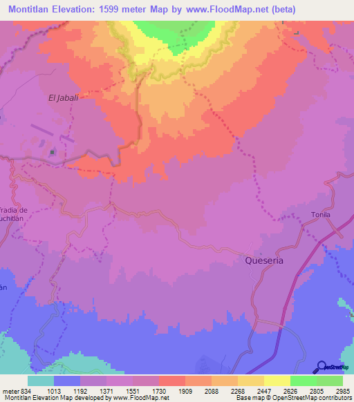 Montitlan,Mexico Elevation Map