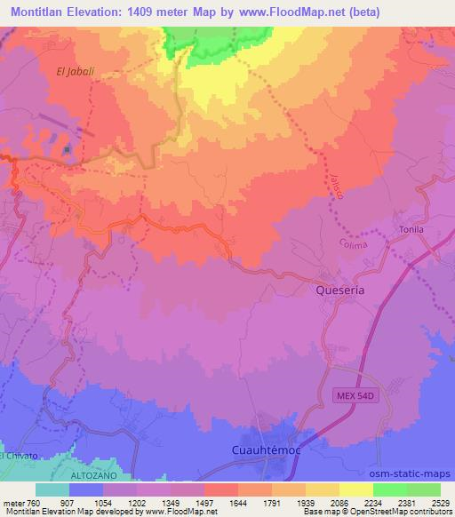 Montitlan,Mexico Elevation Map