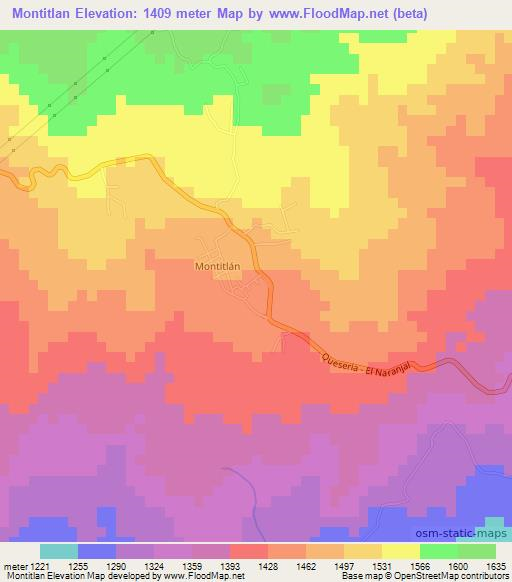 Montitlan,Mexico Elevation Map