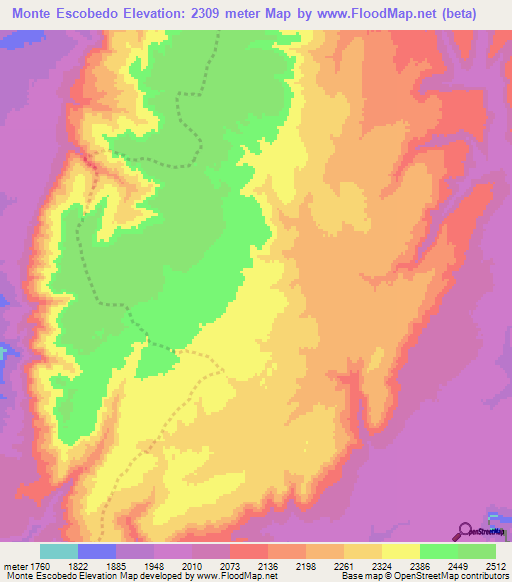 Monte Escobedo,Mexico Elevation Map