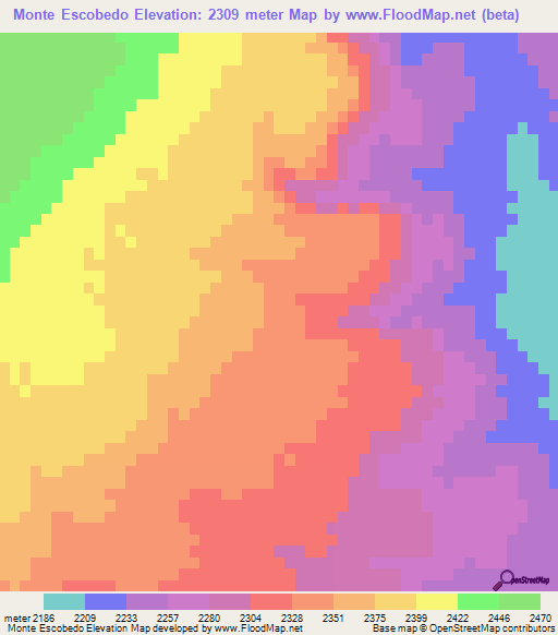 Monte Escobedo,Mexico Elevation Map