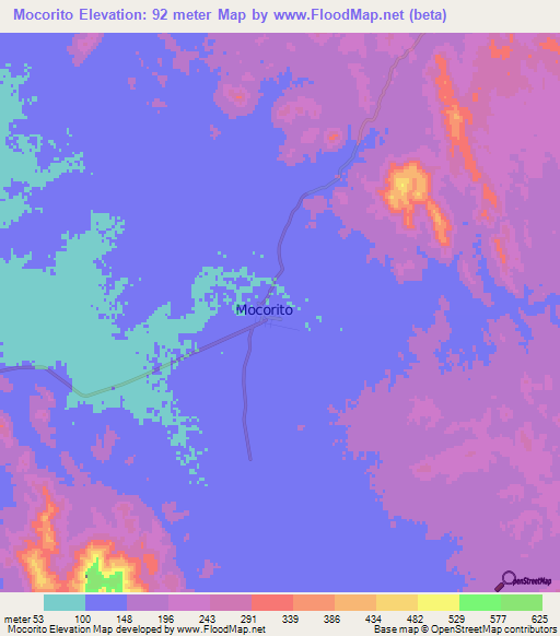 Mocorito,Mexico Elevation Map