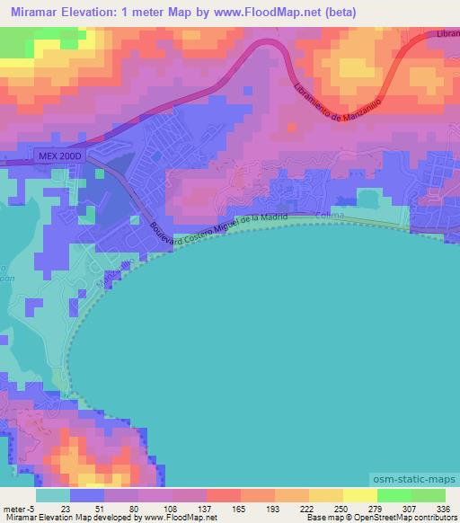 Miramar,Mexico Elevation Map