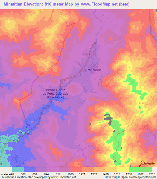 Minatitlan,Mexico Elevation Map