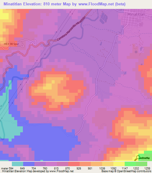 Minatitlan,Mexico Elevation Map