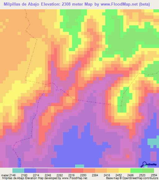 Milpillas de Abajo,Mexico Elevation Map