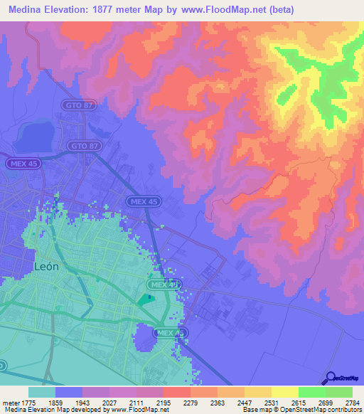 Medina,Mexico Elevation Map