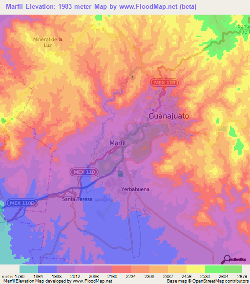 Marfil,Mexico Elevation Map