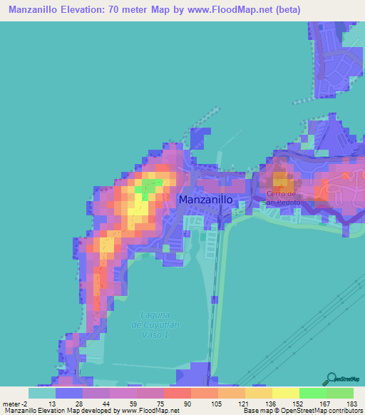 Manzanillo,Mexico Elevation Map