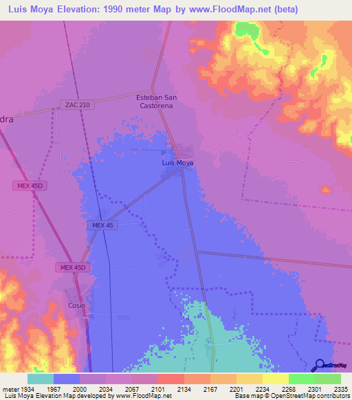 Luis Moya,Mexico Elevation Map