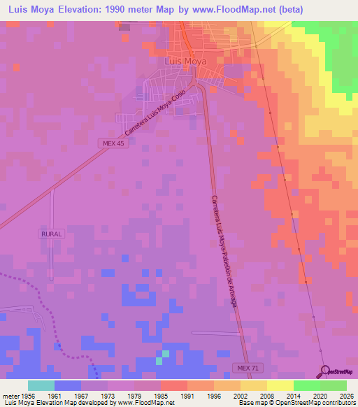 Luis Moya,Mexico Elevation Map