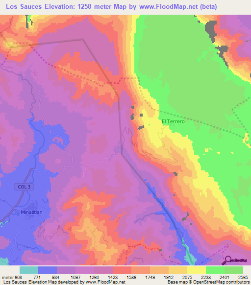 Los Sauces,Mexico Elevation Map