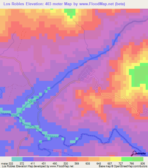 Los Robles,Mexico Elevation Map