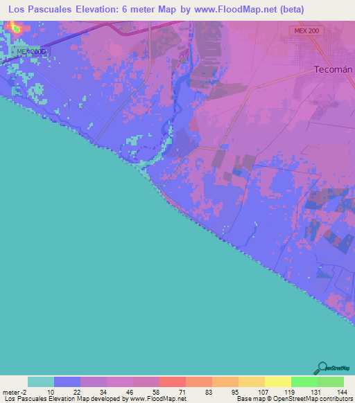 Los Pascuales,Mexico Elevation Map