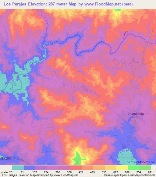 Los Parajes,Mexico Elevation Map