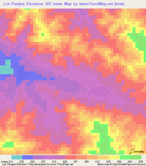 Los Parajes,Mexico Elevation Map