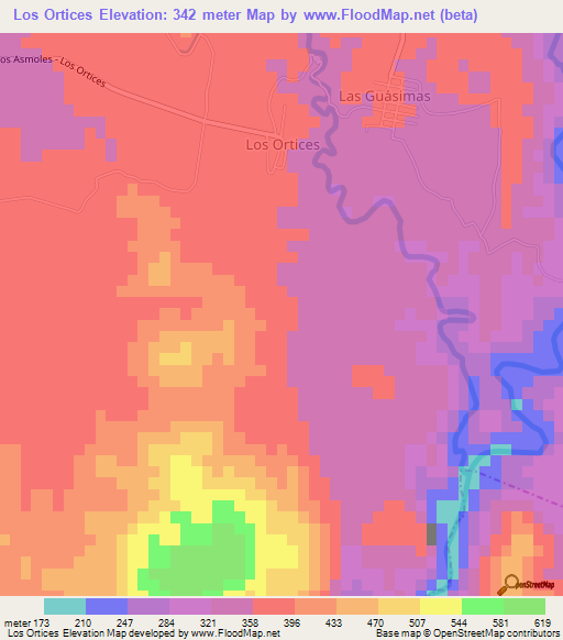 Los Ortices,Mexico Elevation Map