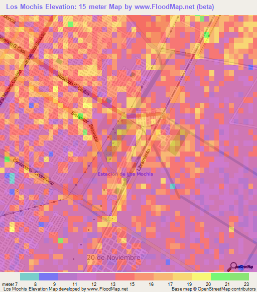 Los Mochis,Mexico Elevation Map