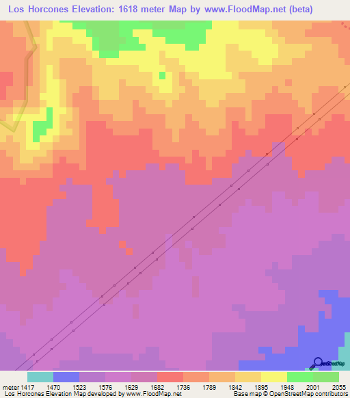 Los Horcones,Mexico Elevation Map