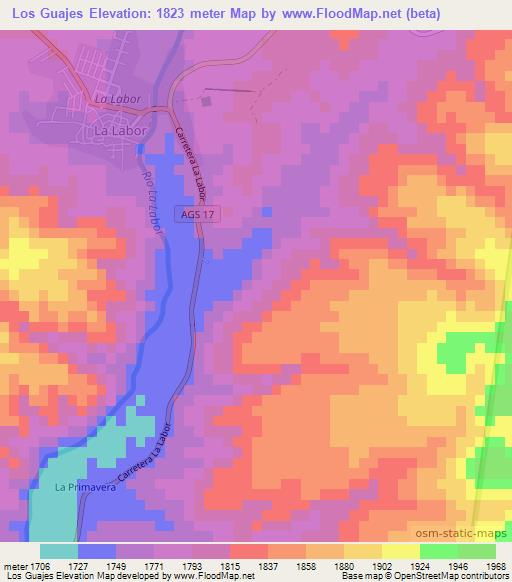 Los Guajes,Mexico Elevation Map