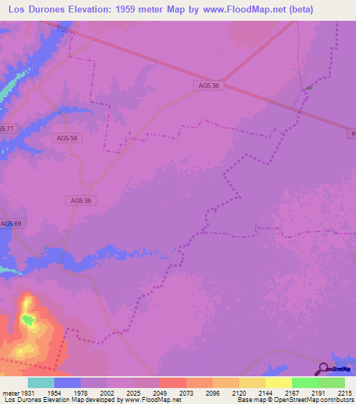 Los Durones,Mexico Elevation Map