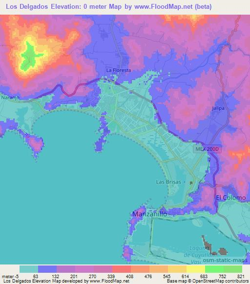 Los Delgados,Mexico Elevation Map