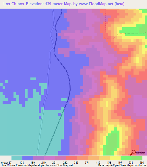 Los Chinos,Mexico Elevation Map