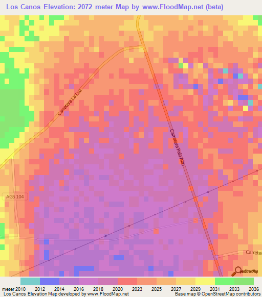 Los Canos,Mexico Elevation Map