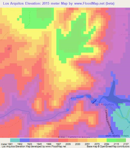 Los Arquitos,Mexico Elevation Map