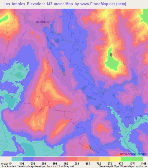 Los Amoles,Mexico Elevation Map