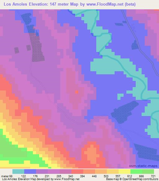 Los Amoles,Mexico Elevation Map