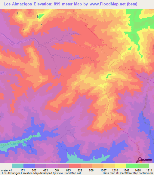 Los Almacigos,Mexico Elevation Map