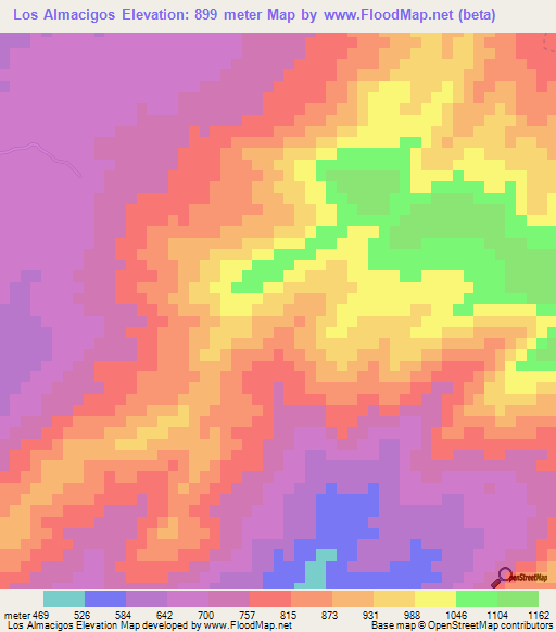 Los Almacigos,Mexico Elevation Map