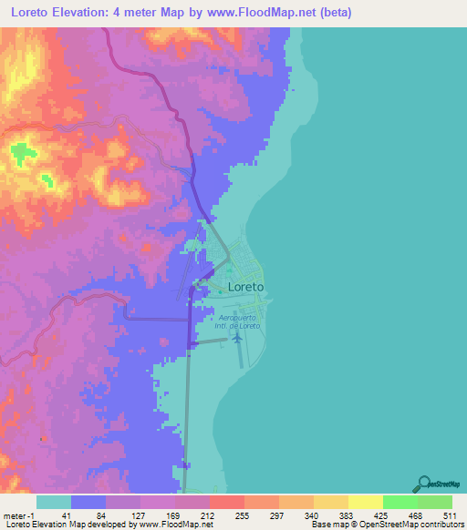 Loreto,Mexico Elevation Map