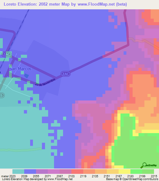 Loreto,Mexico Elevation Map