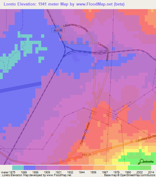 Loreto,Mexico Elevation Map