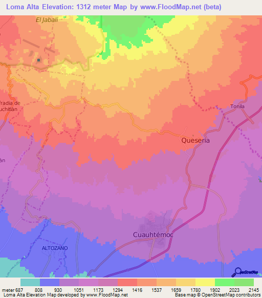 Loma Alta,Mexico Elevation Map