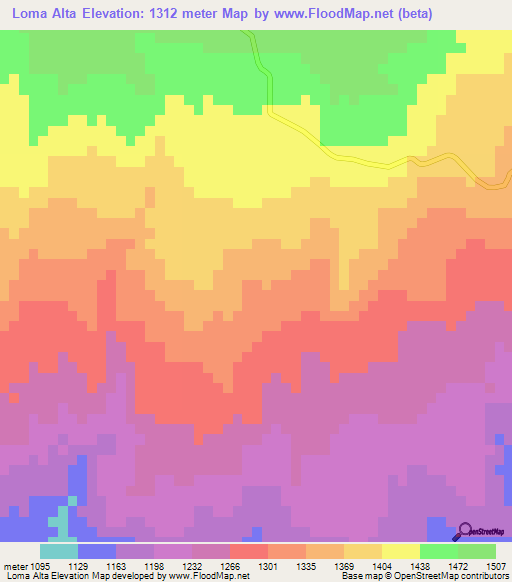 Loma Alta,Mexico Elevation Map