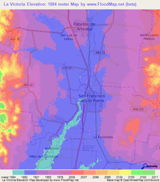 La Victoria,Mexico Elevation Map
