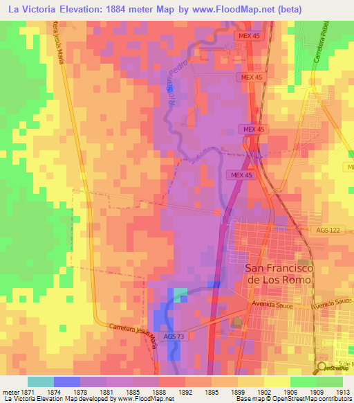 La Victoria,Mexico Elevation Map