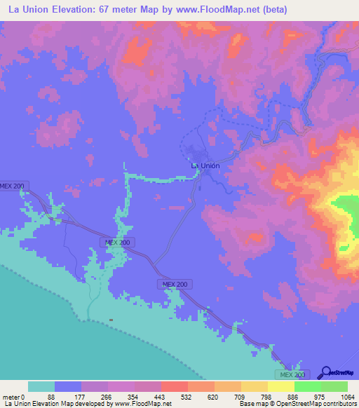 La Union,Mexico Elevation Map