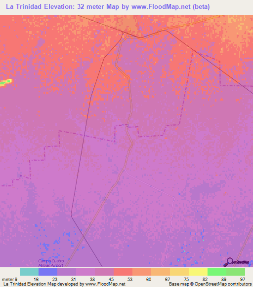 La Trinidad,Mexico Elevation Map