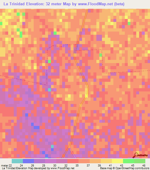 La Trinidad,Mexico Elevation Map