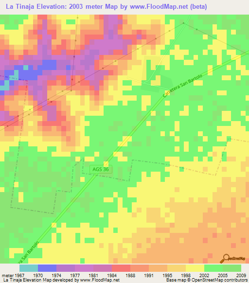 La Tinaja,Mexico Elevation Map